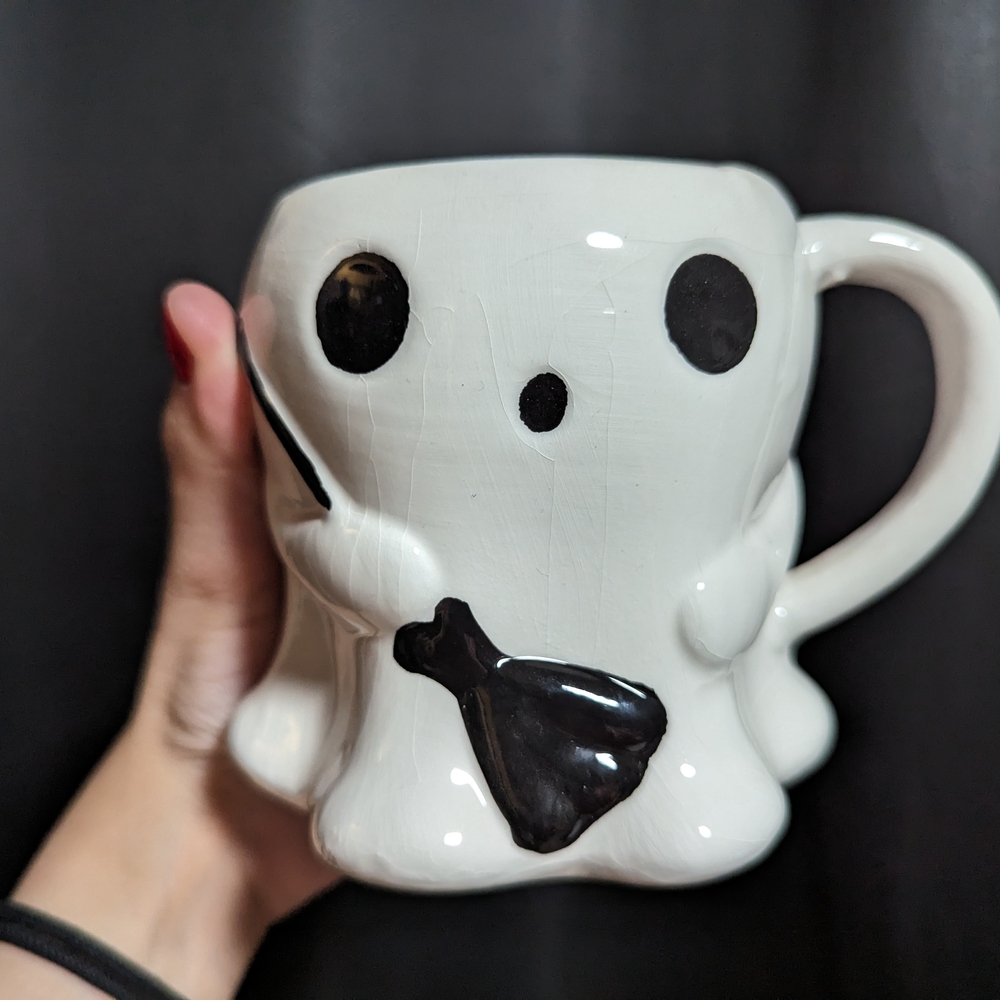 Ghost Shaped White and Black Mug